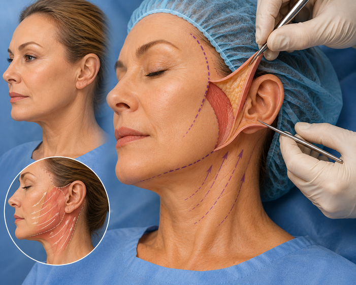 Surgeon consulting a patient about Face & Neck Lift